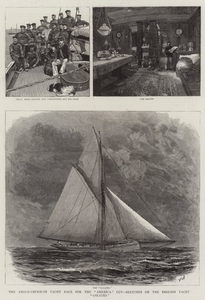 La carrera de yates angloamericana por la Copa América, bocetos en el yate inglés Galatea de William Lionel Wyllie